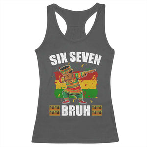 Funny 67 Kwanzaa Racerback Tank Top Six Seven Bruh Dabbing African Heritage TS11 Dark Heather Print Your Wear