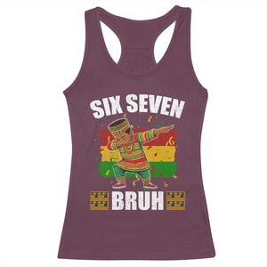 Funny 67 Kwanzaa Racerback Tank Top Six Seven Bruh Dabbing African Heritage TS11 Maroon Print Your Wear