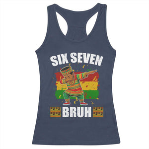 Funny 67 Kwanzaa Racerback Tank Top Six Seven Bruh Dabbing African Heritage TS11 Navy Print Your Wear