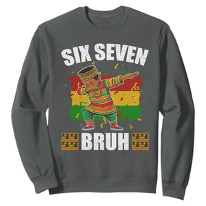 Funny 67 Kwanzaa Sweatshirt Six Seven Bruh Dabbing African Heritage TS11 Dark Heather Print Your Wear