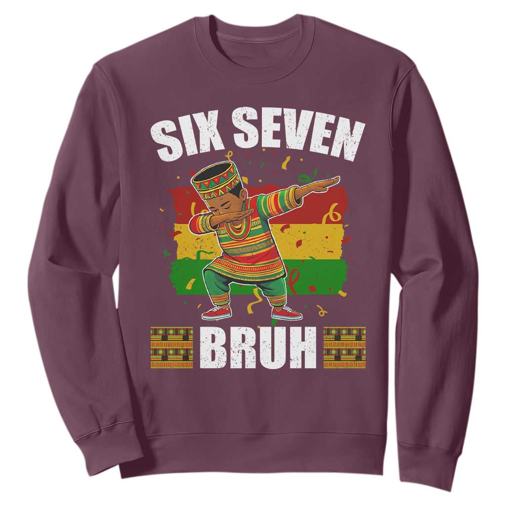 Funny 67 Kwanzaa Sweatshirt Six Seven Bruh Dabbing African Heritage TS11 Maroon Print Your Wear