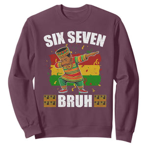 Funny 67 Kwanzaa Sweatshirt Six Seven Bruh Dabbing African Heritage TS11 Maroon Print Your Wear