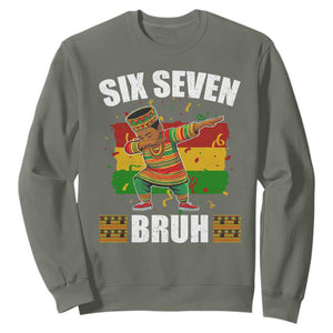 Funny 67 Kwanzaa Sweatshirt Six Seven Bruh Dabbing African Heritage TS11 Military Green Print Your Wear
