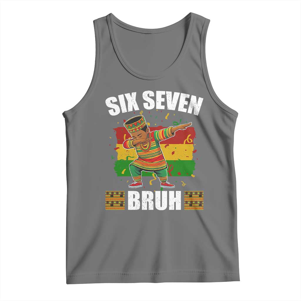 Funny 67 Kwanzaa Tank Top Six Seven Bruh Dabbing African Heritage TS11 Black Heather Print Your Wear