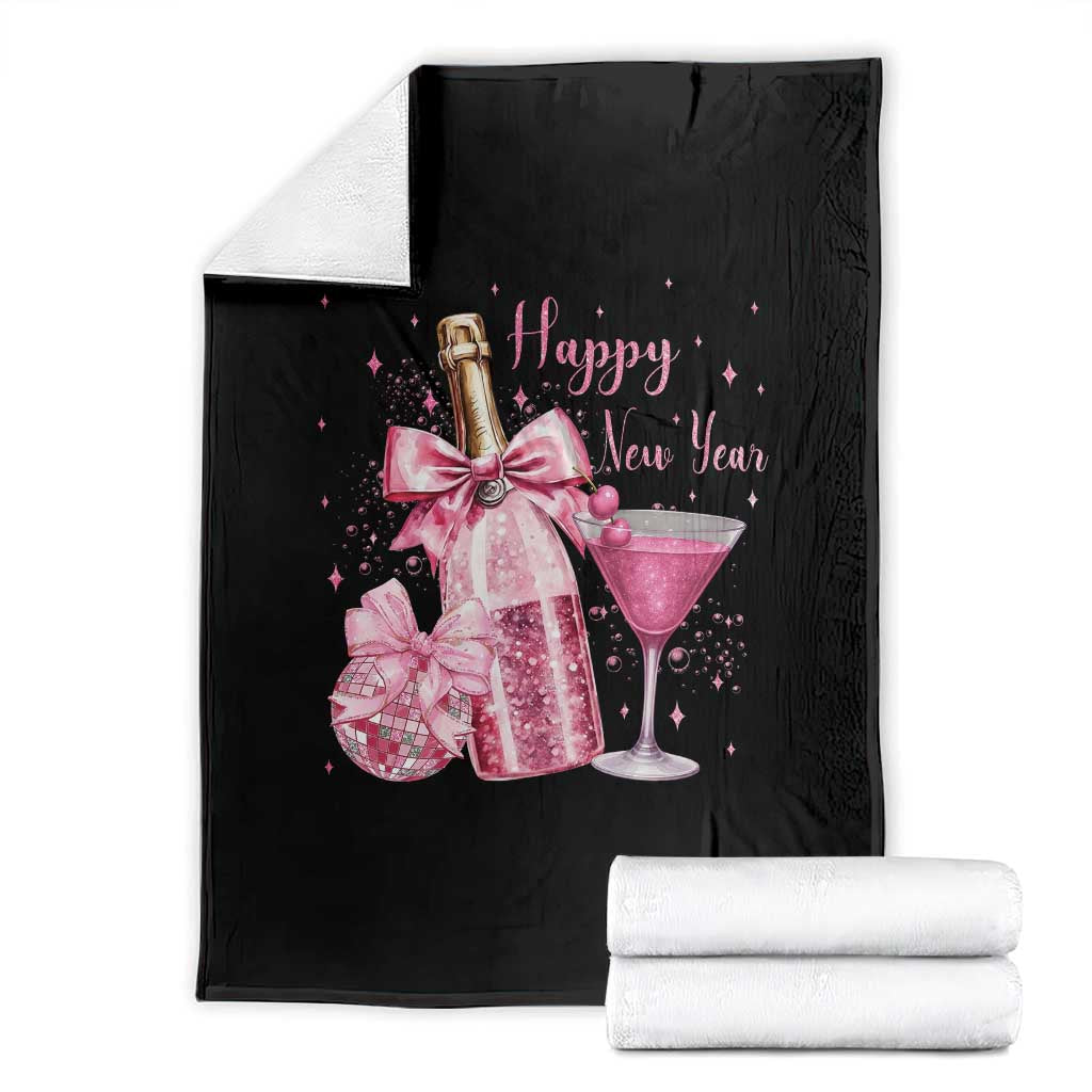 Happy New Year 2026 New Years Eve Party Throw Blanket Pink Cocktail Disco Ball TS11 Black Print Your Wear