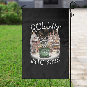 Funny Raccoon Rollin Into 2026 Garden Flag New Year Dumpster Fire Firework TS11 Print Your Wear