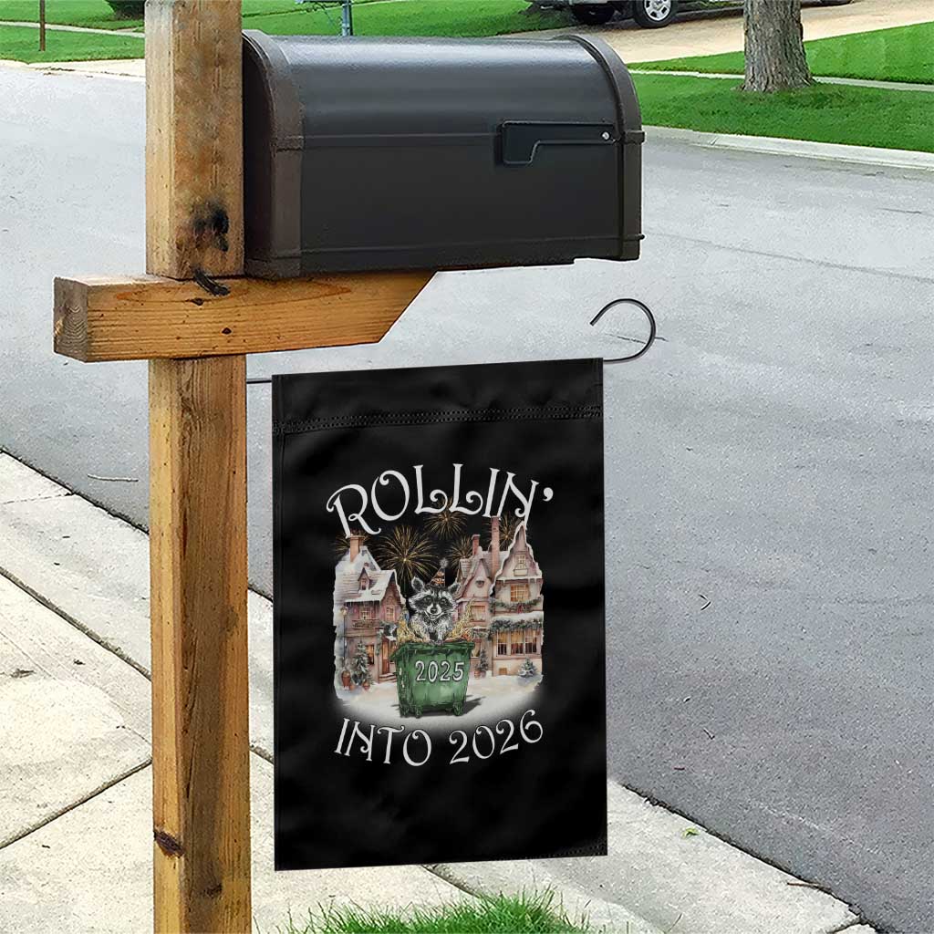 Funny Raccoon Rollin Into 2026 Garden Flag New Year Dumpster Fire Firework TS11 Print Your Wear