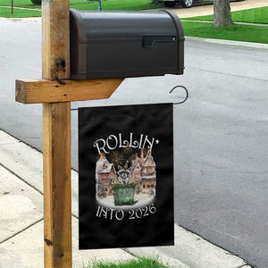 Funny Raccoon Rollin Into 2026 Garden Flag New Year Dumpster Fire Firework TS11 Print Your Wear