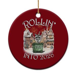 Funny Raccoon Rollin Into 2026 Ceramic Ornament New Year Dumpster Fire Firework TS11 1pc Red Print Your Wear