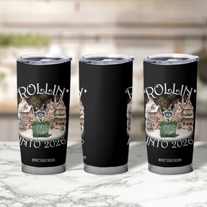 Funny Raccoon Rollin Into 2026 Tumbler Cup New Year Dumpster Fire Firework TS11 Print Your Wear