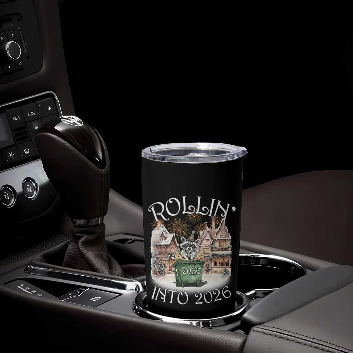 Funny Raccoon Rollin Into 2026 Tumbler Cup New Year Dumpster Fire Firework TS11 Print Your Wear