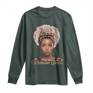 Melanin Queen Long Sleeve Shirt Proud African American Black Pride TS11 Dark Forest Green Print Your Wear