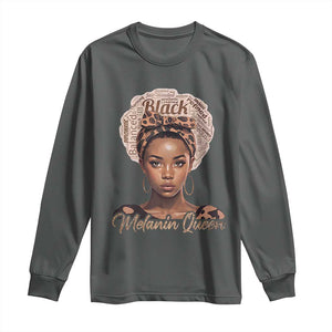 Melanin Queen Long Sleeve Shirt Proud African American Black Pride TS11 Dark Heather Print Your Wear