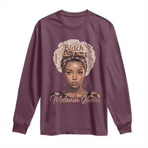 Melanin Queen Long Sleeve Shirt Proud African American Black Pride TS11 Maroon Print Your Wear