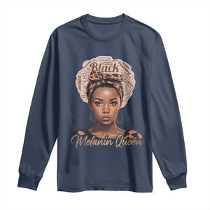 Melanin Queen Long Sleeve Shirt Proud African American Black Pride TS11 Navy Print Your Wear