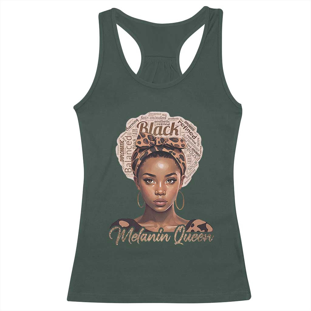 Melanin Queen Racerback Tank Top Proud African American Black Pride TS11 Dark Forest Green Print Your Wear