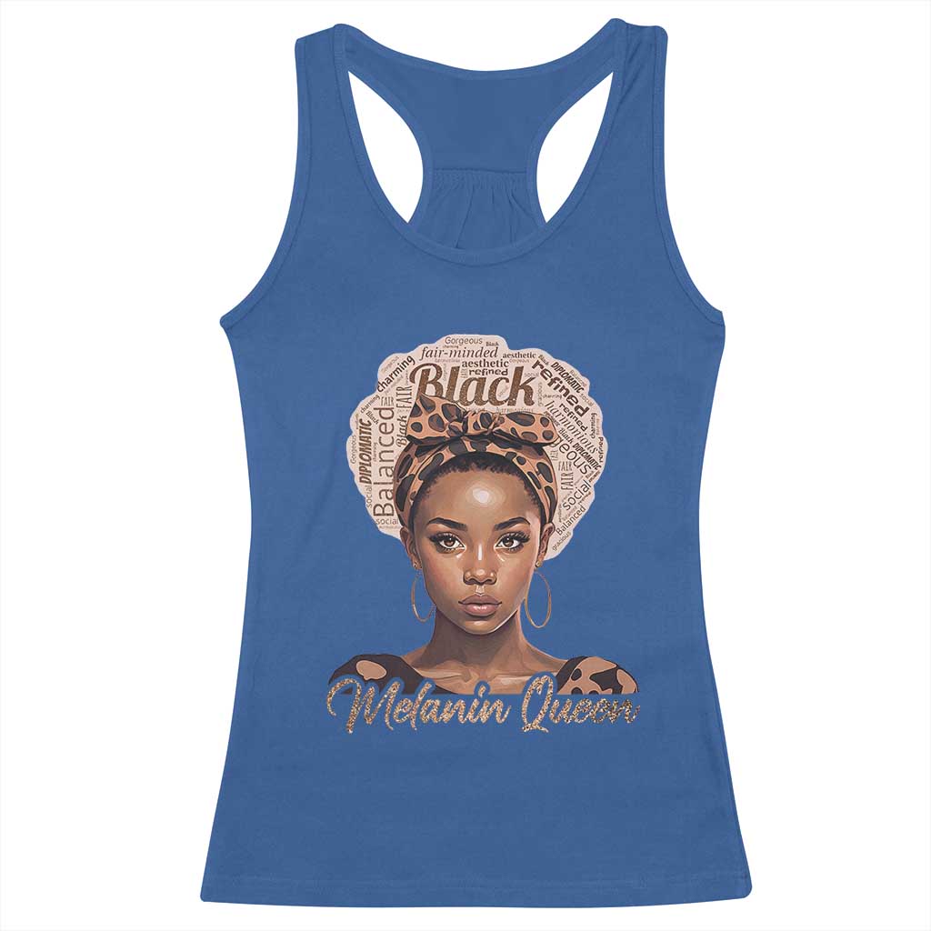 Melanin Queen Racerback Tank Top Proud African American Black Pride TS11 Royal Blue Print Your Wear