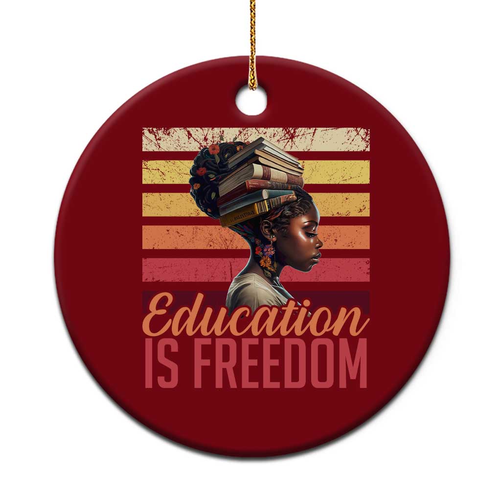 Education Is Freedom Ceramic Ornament Retro Black History Month Teacher TS11 1pc Red Print Your Wear