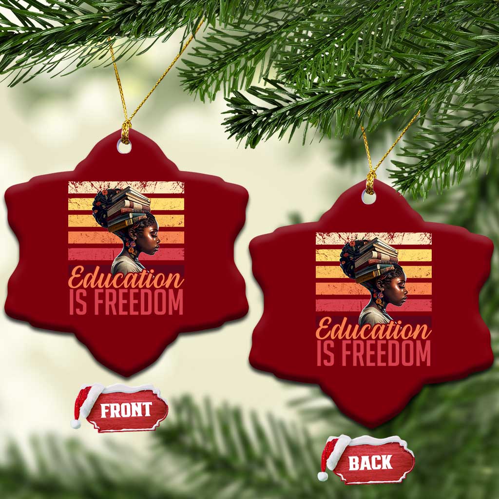 Education Is Freedom Ceramic Ornament Retro Black History Month Teacher TS11 Print Your Wear
