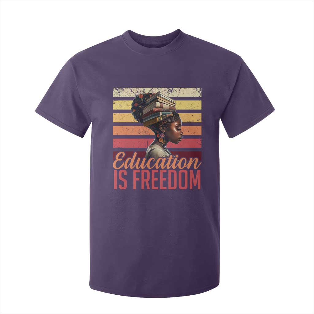 Education Is Freedom T Shirt For Kid Retro Black History Month Teacher TS11 Purple Print Your Wear
