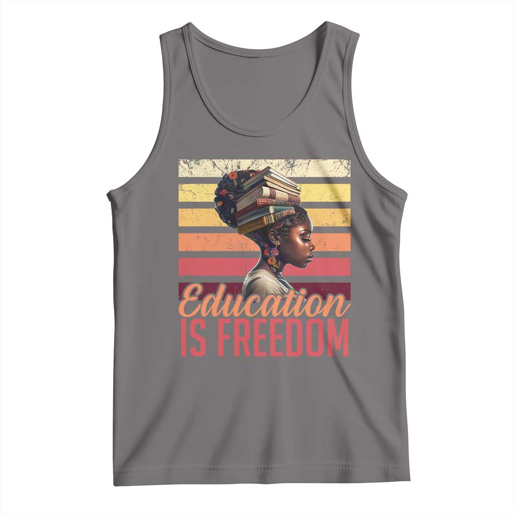 Education Is Freedom Tank Top Retro Black History Month Teacher TS11 Deep Heather Print Your Wear
