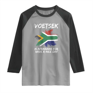 Funny Voetsek Is Afrikaans For Have A Nice Day Raglan Shirt Vintage Saffa Flag TS11 Sport Gray Black Print Your Wear