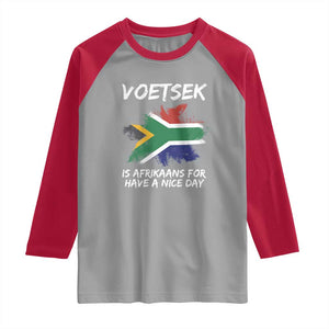 Funny Voetsek Is Afrikaans For Have A Nice Day Raglan Shirt Vintage Saffa Flag TS11 Sport Gray Red Print Your Wear