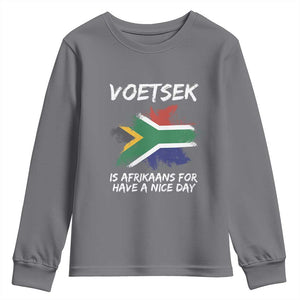 Funny Voetsek Is Afrikaans For Have A Nice Day Youth Sweatshirt Vintage Saffa Flag TS11 Charcoal Print Your Wear