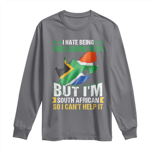 I Hate Being This Damn Sexy But I'm South African So I can't Help It Long Sleeve Shirt Saffa Flag TS11 Charcoal Print Your Wear