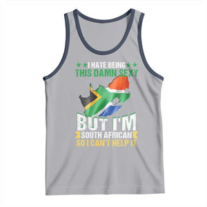 I Hate Being This Damn Sexy But I'm South African So I can't Help It Tank Top Saffa Flag TS11 Athletic Heather Navy Print Your Wear