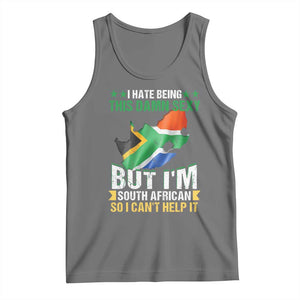 I Hate Being This Damn Sexy But I'm South African So I can't Help It Tank Top Saffa Flag TS11 Black Heather Print Your Wear