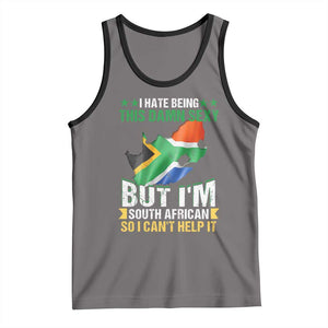 I Hate Being This Damn Sexy But I'm South African So I can't Help It Tank Top Saffa Flag TS11 Deep Heather Black Print Your Wear