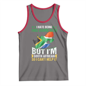 I Hate Being This Damn Sexy But I'm South African So I can't Help It Tank Top Saffa Flag TS11 Deep Heather Red Print Your Wear