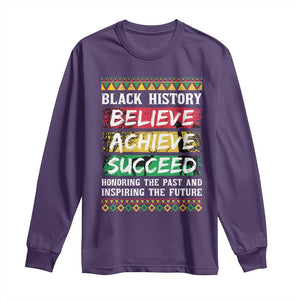 Black History Believe Achieve Succeed Long Sleeve Shirt African American History TS11 Purple Print Your Wear