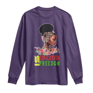 Education Is Freedom Long Sleeve Shirt Black History Month Teacher Melanin Black Girl TS11 Purple Print Your Wear