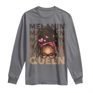 African American Pride Long Sleeve Shirt Melanin Queen Afro Messy Bun TS11 Charcoal Print Your Wear