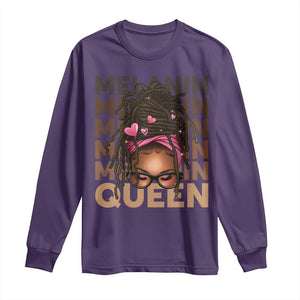 African American Pride Long Sleeve Shirt Melanin Queen Afro Messy Bun TS11 Purple Print Your Wear