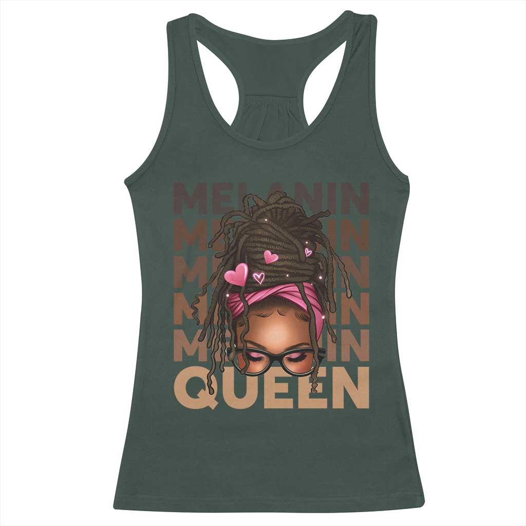 African American Pride Racerback Tank Top Melanin Queen Afro Messy Bun TS11 Dark Forest Green Print Your Wear