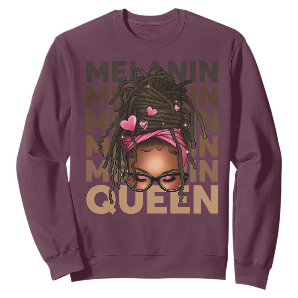 African American Pride Sweatshirt Melanin Queen Afro Messy Bun TS11 Maroon Print Your Wear