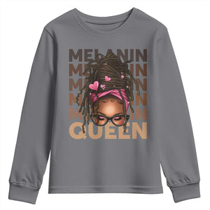 African American Pride Youth Sweatshirt Melanin Queen Afro Messy Bun TS11 Charcoal Print Your Wear