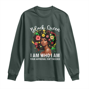 Proud African American Melanin Black Afro Girl Long Sleeve Shirt Black Queen I Am Who I Am Your Approval Isn't Needed TS11 Dark Forest Green Print Your Wear