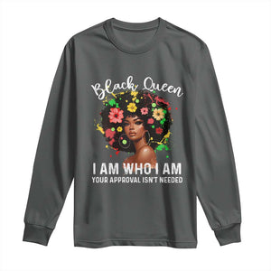 Proud African American Melanin Black Afro Girl Long Sleeve Shirt Black Queen I Am Who I Am Your Approval Isn't Needed TS11 Dark Heather Print Your Wear