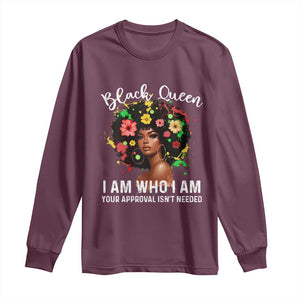 Proud African American Melanin Black Afro Girl Long Sleeve Shirt Black Queen I Am Who I Am Your Approval Isn't Needed TS11 Maroon Print Your Wear