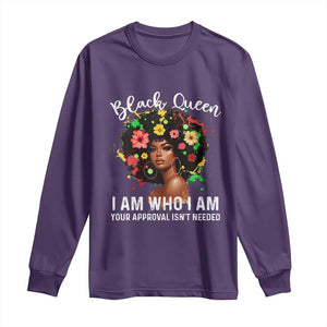 Proud African American Melanin Black Afro Girl Long Sleeve Shirt Black Queen I Am Who I Am Your Approval Isn't Needed TS11 Purple Print Your Wear