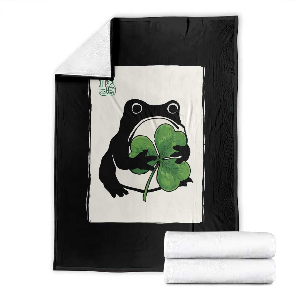 Funny Grumpy Frog Japanese St Patricks Day Throw Blanket TS11 Black Print Your Wear