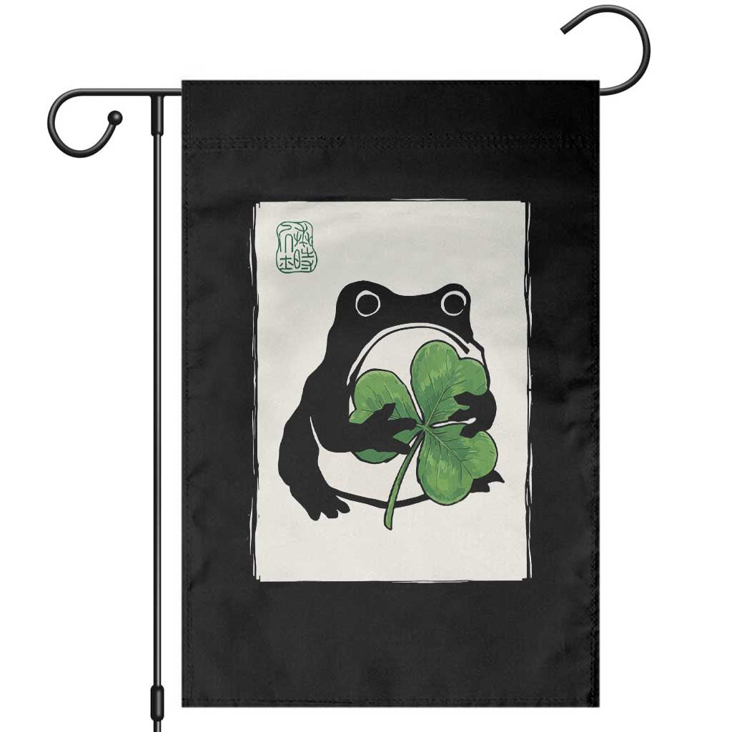 Funny Grumpy Frog Japanese St Patricks Day Garden Flag TS11 Black Print Your Wear