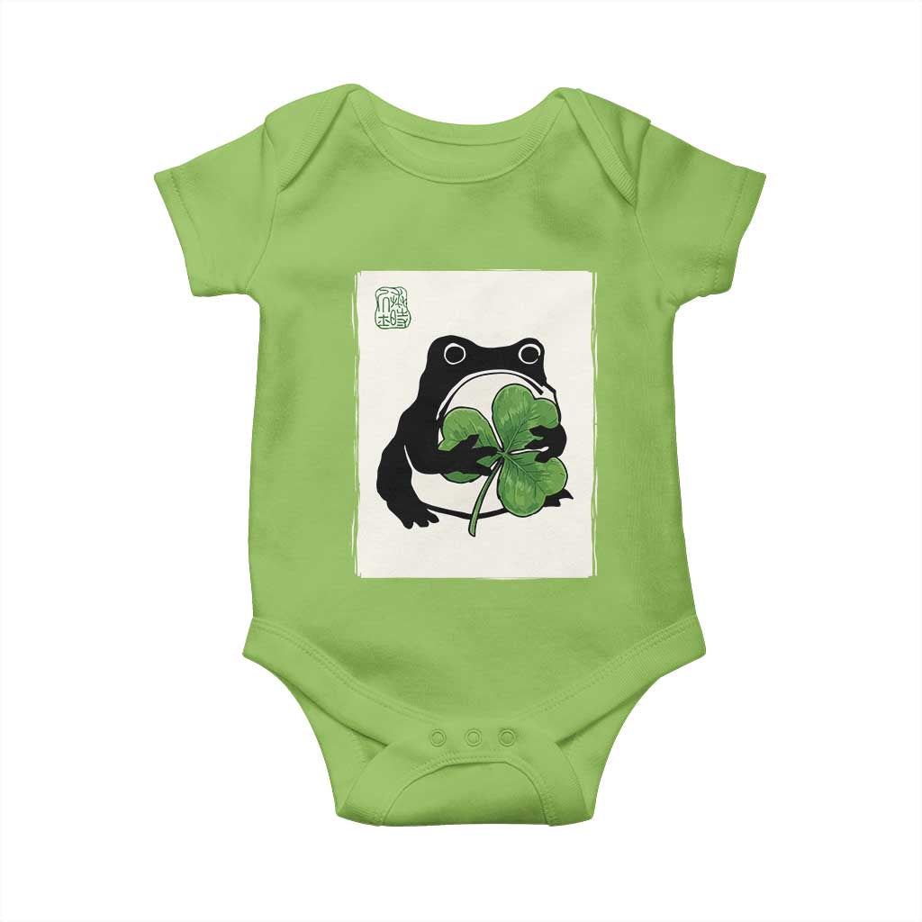 Funny Grumpy Frog Japanese St Patricks Day Baby Onesie TS11 Lime Print Your Wear