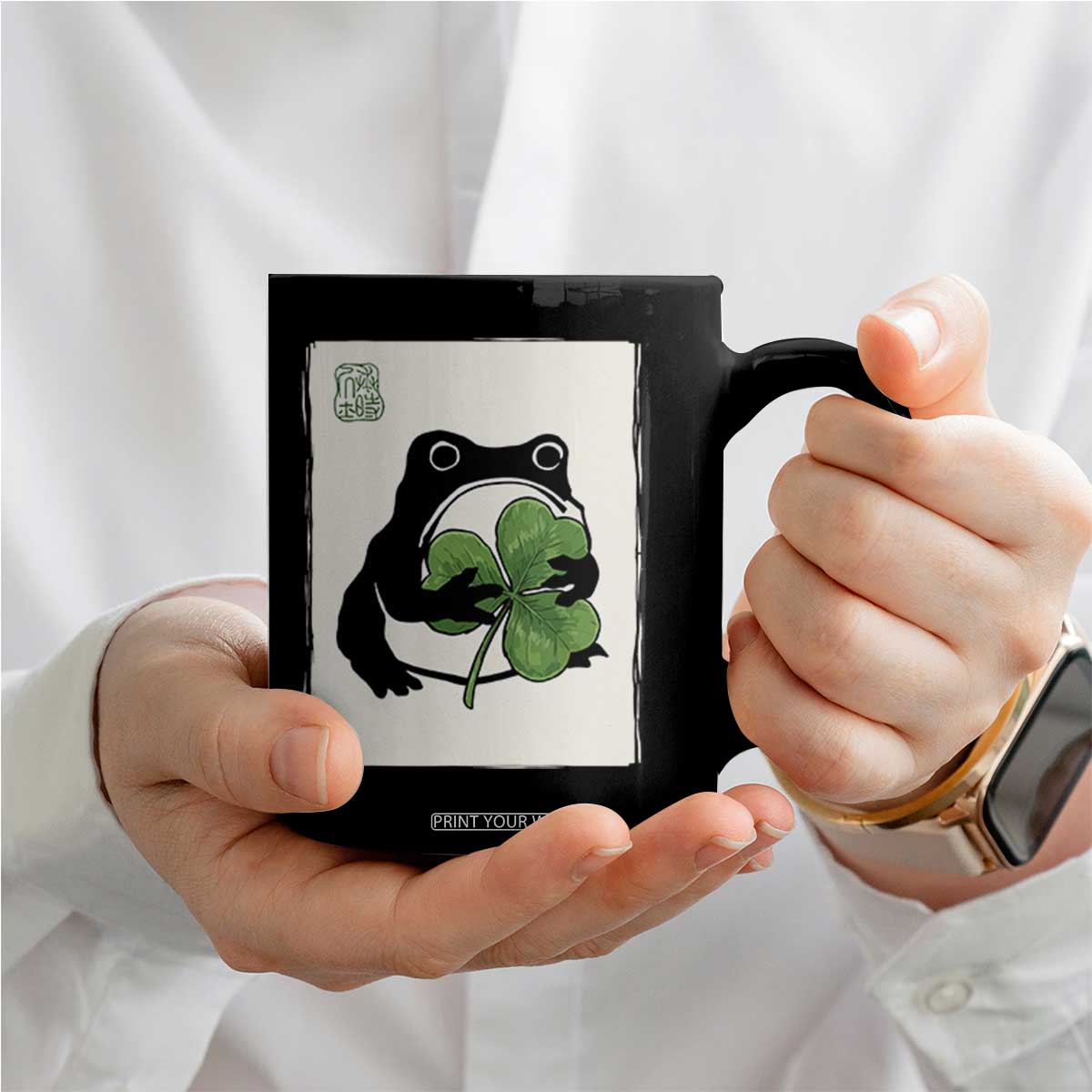 Funny Grumpy Frog Japanese St Patricks Day Coffee Mug TS11 Print Your Wear