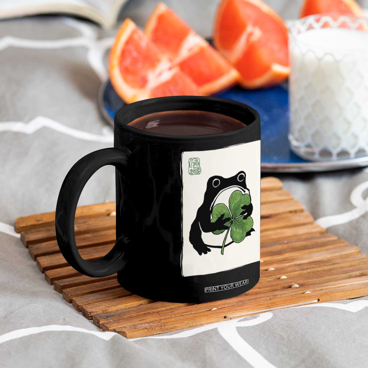 Funny Grumpy Frog Japanese St Patricks Day Coffee Mug TS11 Print Your Wear