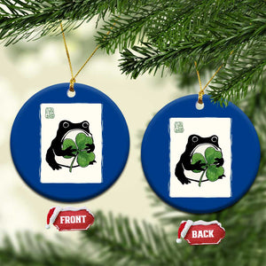 Funny Grumpy Frog Japanese St Patricks Day Ceramic Ornament TS11 1pc Blue Print Your Wear